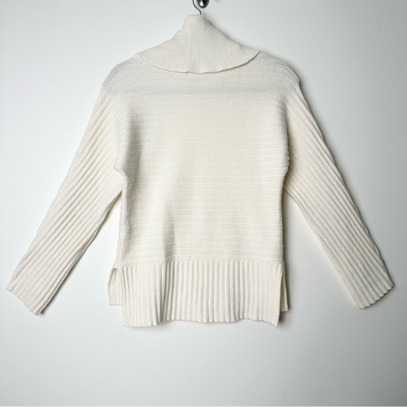 Anthropologie Moth Cream White Oversized Slouchy Ribbed Cowl Neck Sweater - Picture 11 of 14